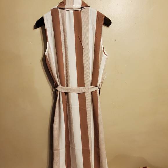 Nwt -Mauve or Beige Long Striped Vest with belt - Picture 8 of 12